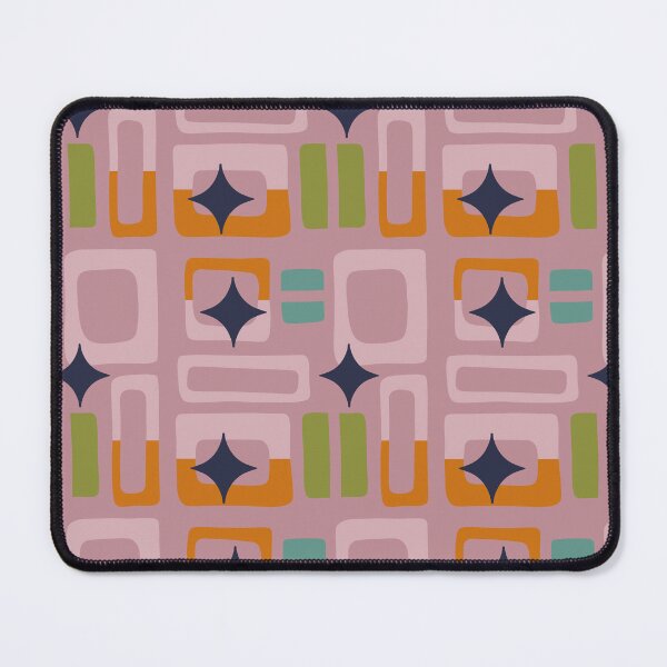 Item preview, Retro Core Aesthetic Geometric Rectangles And Cosmic Atomic Sparkle Stars Deep Pink designed and sold by scorpiolane.