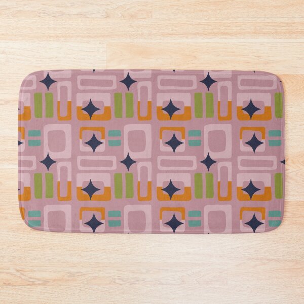 Item preview, Retro Core Aesthetic Geometric Rectangles And Cosmic Atomic Sparkle Stars Deep Pink designed and sold by scorpiolane.