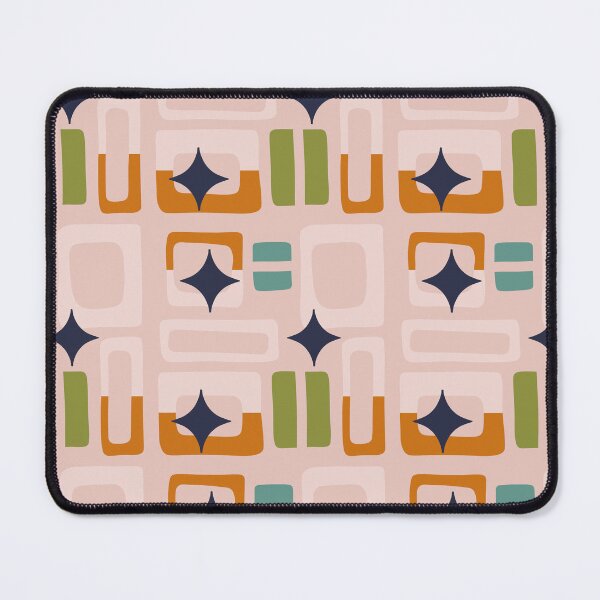 Item preview, Retro Core Aesthetic Geometric Rectangles And Cosmic Atomic Sparkle Stars Coral Pink designed and sold by scorpiolane.
