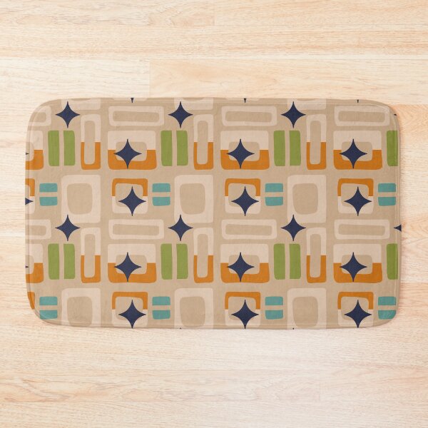 Item preview, Retro Core Aesthetic Geometric Rectangles And Cosmic Atomic Sparkle Stars Peach Yellow designed and sold by scorpiolane.