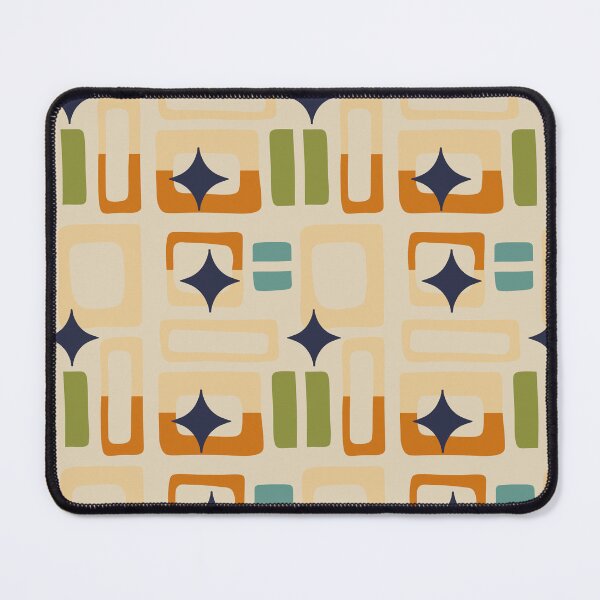 Item preview, Retro Core Aesthetic Geometric Rectangles And Cosmic Atomic Sparkle Stars Brown & Muted Yellow designed and sold by scorpiolane.