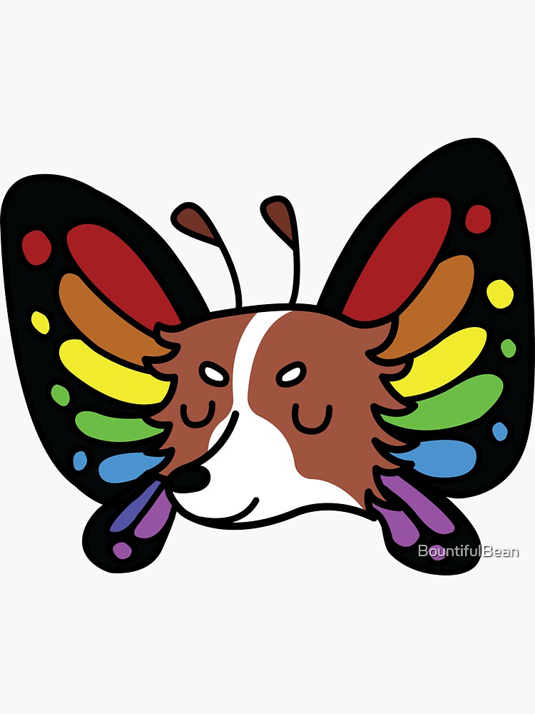 Thumbnail 3 of 3, Sticker, Rainbow Butterfly Papillon designed and sold by BountifulBean.