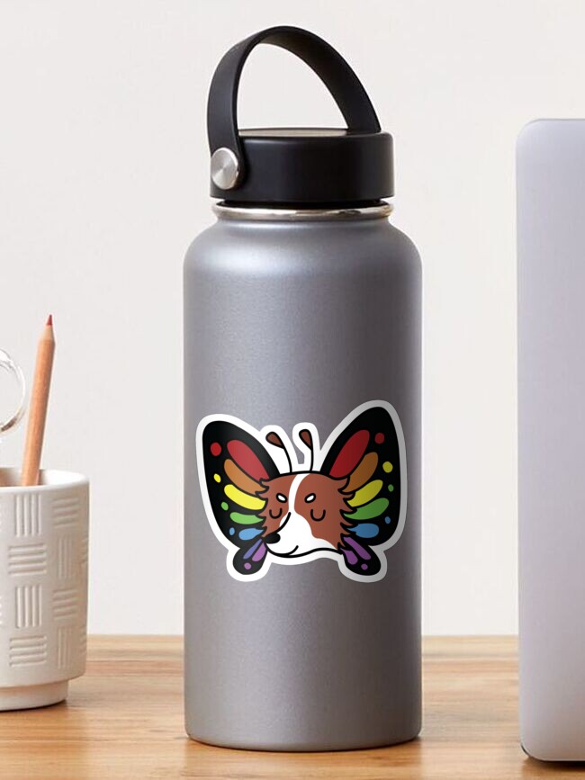 Thumbnail 1 of 3, Sticker, Rainbow Butterfly Papillon designed and sold by BountifulBean.