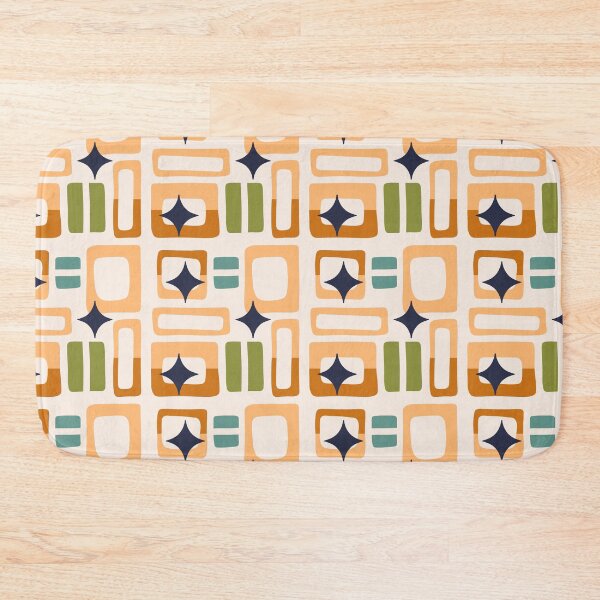 Item preview, Retro Core Aesthetic Geometric Rectangles And Cosmic Atomic Sparkle Stars Cream & Brown designed and sold by scorpiolane.