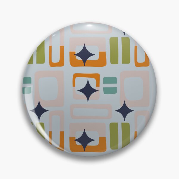 Item preview, Retro Core Aesthetic Geometric Rectangles And Cosmic Atomic Sparkle Stars Gray Blue & Brown designed and sold by scorpiolane.