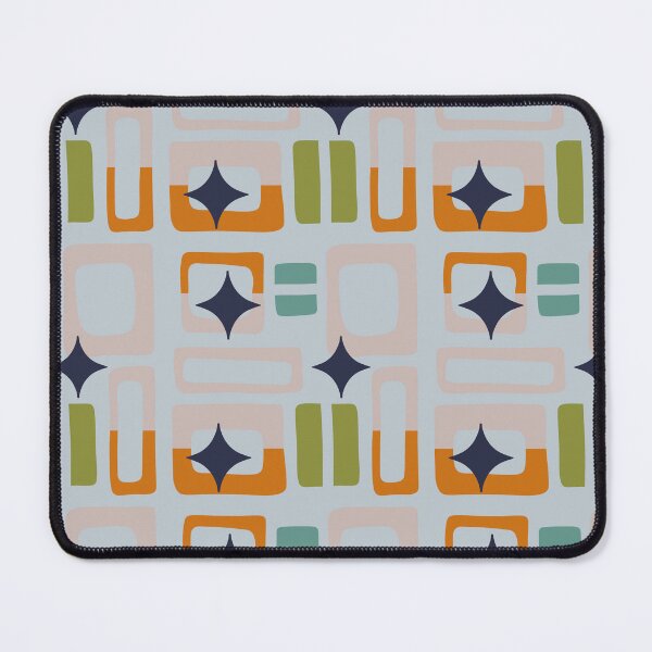 Item preview, Retro Core Aesthetic Geometric Rectangles And Cosmic Atomic Sparkle Stars Gray Blue & Brown designed and sold by scorpiolane.