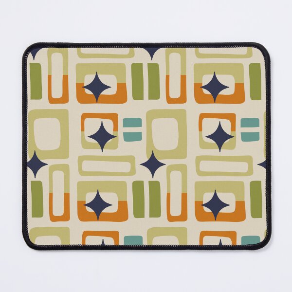Item preview, Retro Core Aesthetic Geometric Rectangles And Cosmic Atomic Sparkle Stars Green & Muted Yellow designed and sold by scorpiolane.