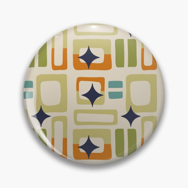 Item preview, Retro Core Aesthetic Geometric Rectangles And Cosmic Atomic Sparkle Stars Green & Muted Yellow designed and sold by scorpiolane.