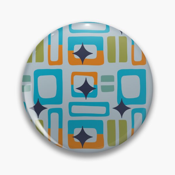 Item preview, Retro Core Aesthetic Geometric Rectangles And Cosmic Atomic Sparkle Stars Light & Dark Blue designed and sold by scorpiolane.