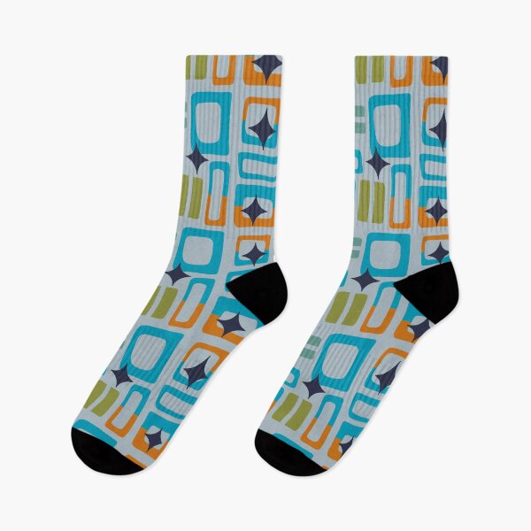Item preview, Retro Core Aesthetic Geometric Rectangles And Cosmic Atomic Sparkle Stars Light & Dark Blue designed and sold by scorpiolane.