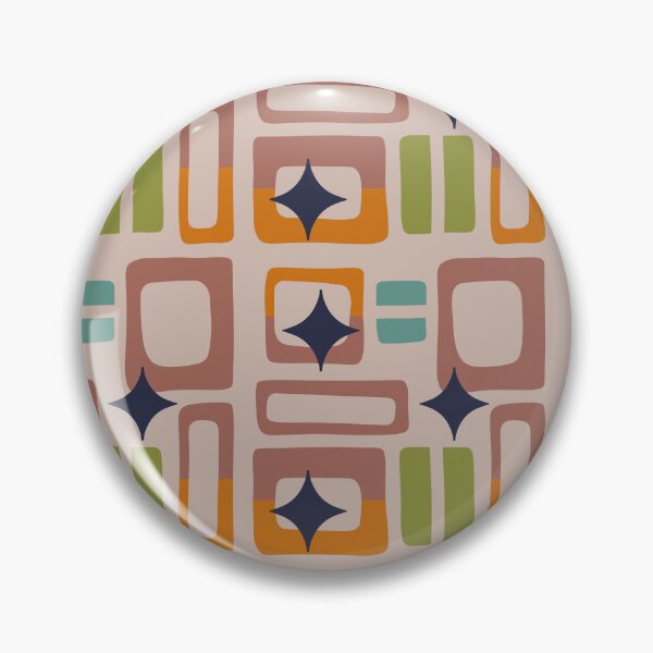 Item preview, Retro Core Aesthetic Geometric Rectangles And Cosmic Atomic Sparkle Stars Light & Dark Muted Orange designed and sold by scorpiolane.