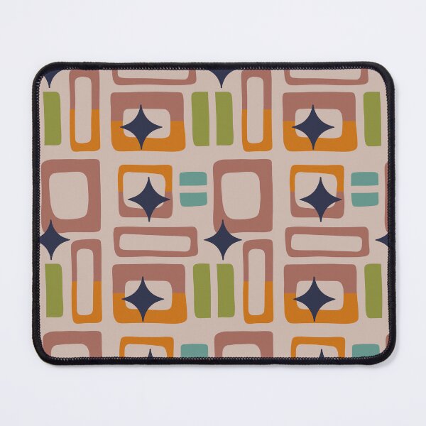 Item preview, Retro Core Aesthetic Geometric Rectangles And Cosmic Atomic Sparkle Stars Light & Dark Muted Orange designed and sold by scorpiolane.
