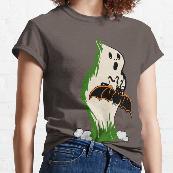 Vintage Halloween Beistle Ghost with Bat Classic T-Shirt