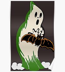 Póster Vintage Halloween Biestle Ghost con Bat