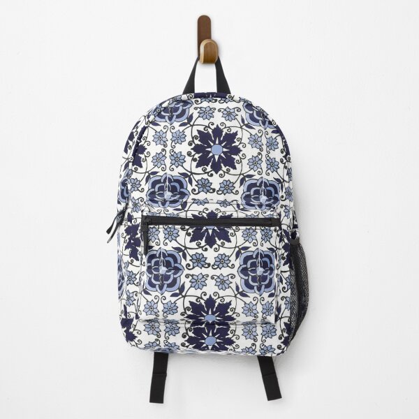 Item preview, Art nouveau stems mexican talavera tile navy blue azulejo interior design designed and sold by T-Mex.