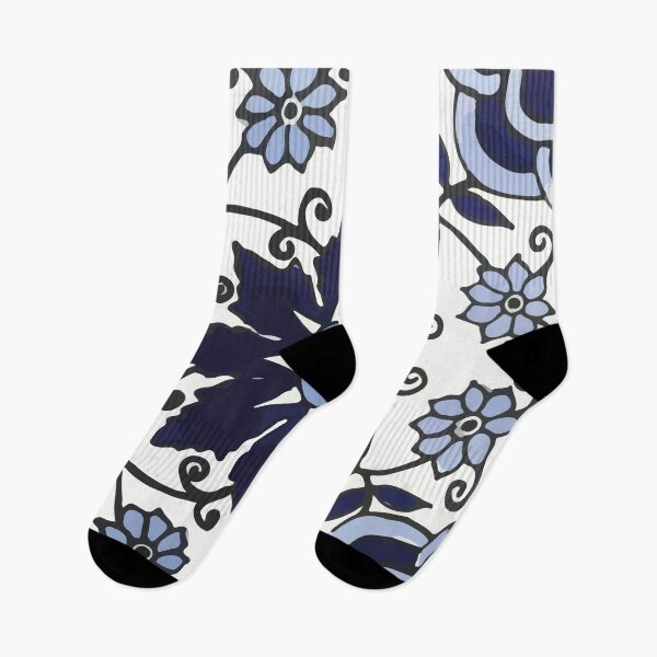 Item preview, Art nouveau stems mexican talavera tile navy blue azulejo interior design designed and sold by T-Mex.