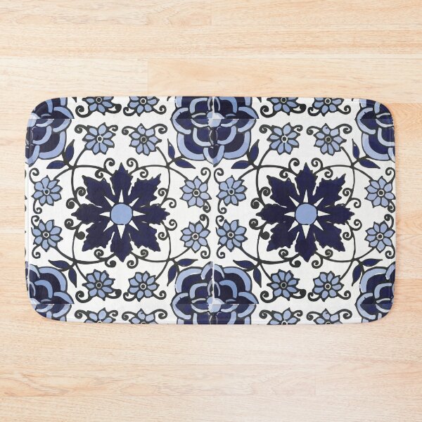 Item preview, Art nouveau stems mexican talavera tile navy blue azulejo interior design designed and sold by T-Mex.