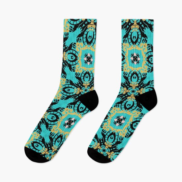 Item preview, Gold Turquoise and Black Graphic Tattoo Style Abstract designed and sold by ArticLotusShop.