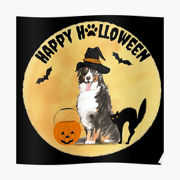 Happy Bernese Mountain Dog Halloween  Poster