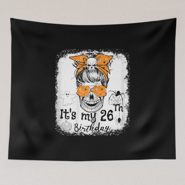 Item preview, Womens it's my 26th birthday messy bun 26 year old skull Halloween designed and sold by Gromovalilialil.