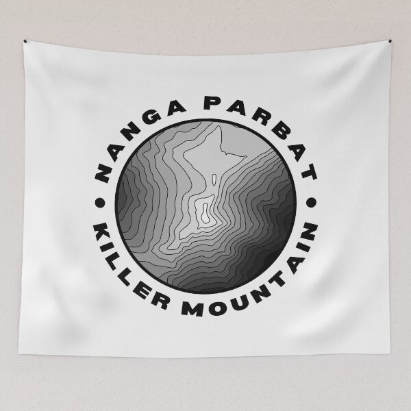 Item preview, Nanga Parbat Killer Mountain Topographical (Black Text) designed and sold by RuggedRoo.