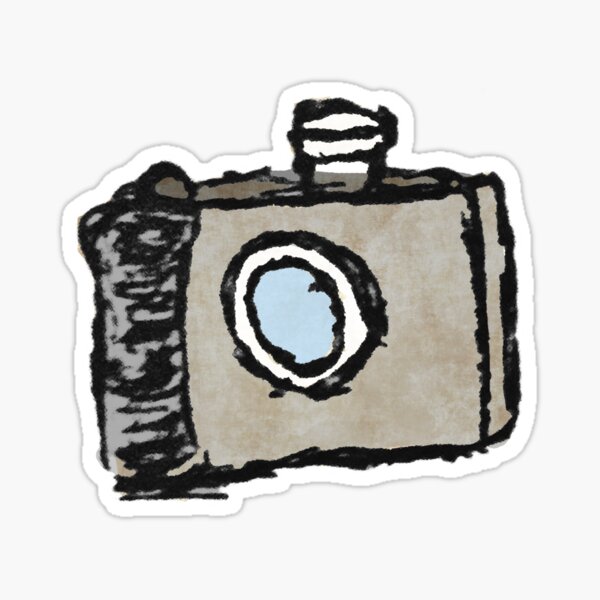 Old Timey Camera Minimalist Ink Drawing Sticker