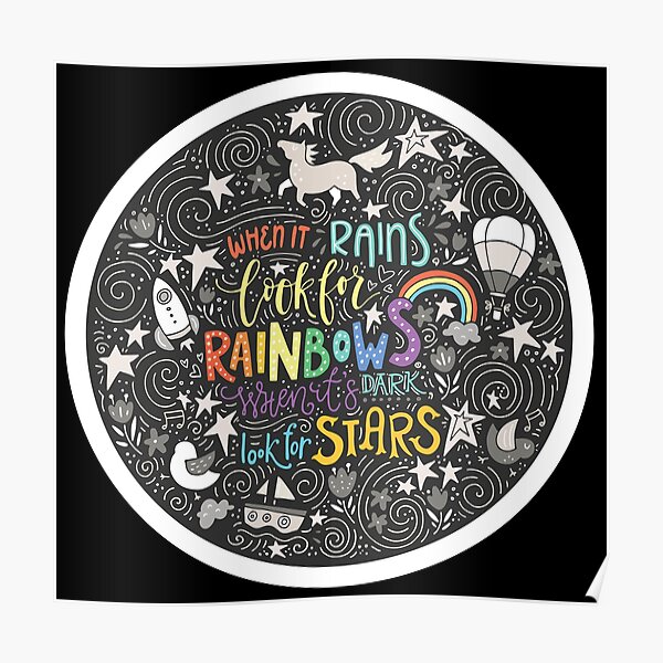 When It Rains Look for Rainbows When Its Dark Look for Stars,Wall Sticker Motivational Wall Decals,Family Inspirational Wall Stickers Quotes xiaolong