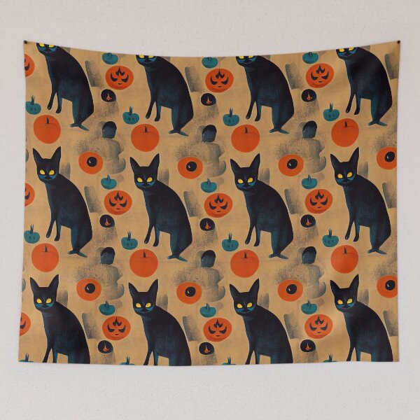 Item preview, BLACK CAT, vintage halloween, Pattern designed and sold by MoreMachine.
