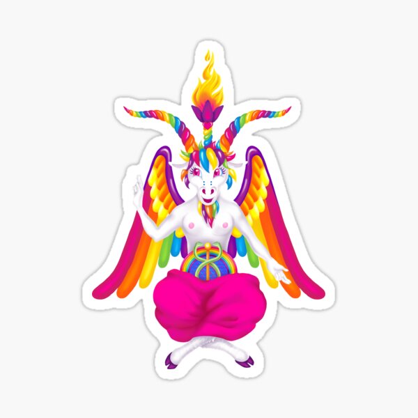 1997 Neon Rainbow Baphomet NOW WITH GOAT/UNICORN NIPPLES Sticker