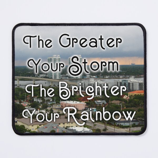 Item preview, The Greater Your Storm, The Brighter Your Rainbow - Inspirational Quote, Colorful Buildings Bridge Skyscrapers designed and sold by Lucidesigns.