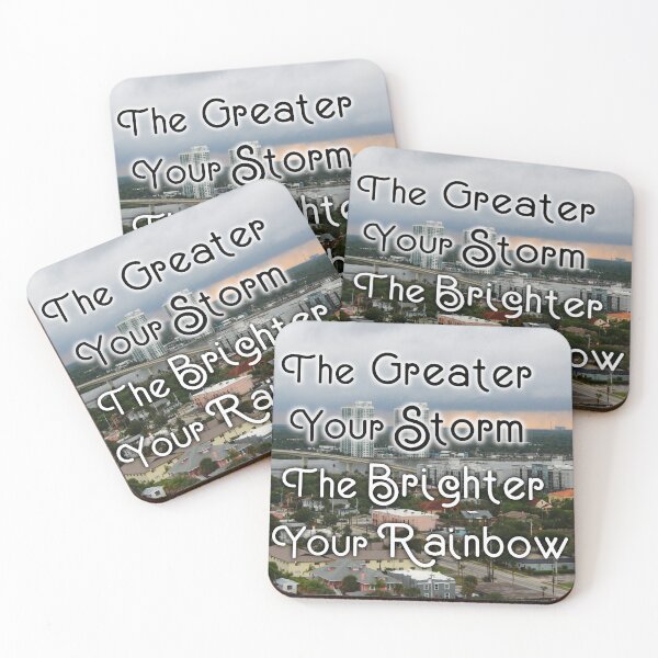 Item preview, The Greater Your Storm, The Brighter Your Rainbow - Inspirational Quote, Colorful Buildings Bridge Skyscrapers designed and sold by Lucidesigns.