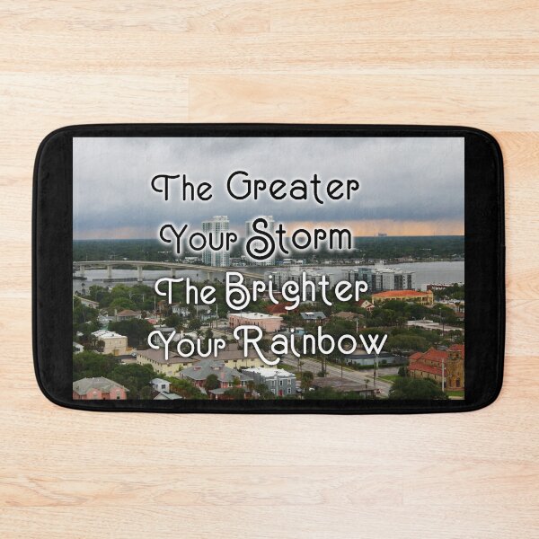 Item preview, The Greater Your Storm, The Brighter Your Rainbow - Inspirational Quote, Colorful Buildings Bridge Skyscrapers designed and sold by Lucidesigns.