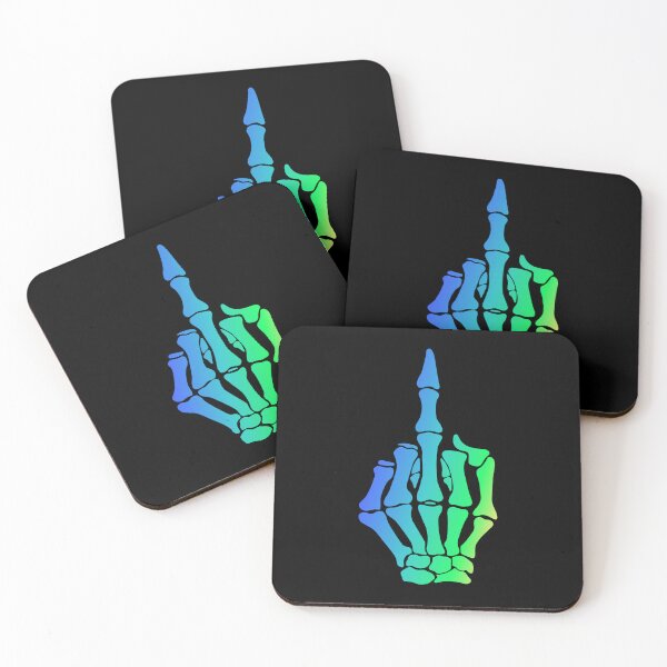 Item preview, Skeleton Middle Finger Colorful Green Blue Bones Halloween designed and sold by HoneyHue.