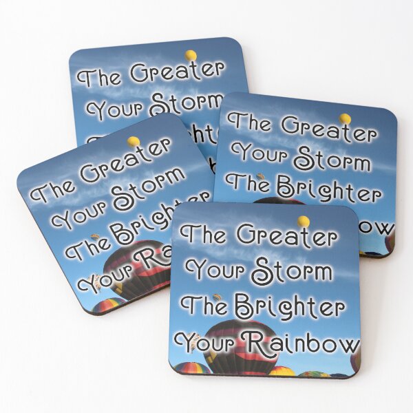 Item preview, The Greater Your Storm, The Brighter Your Rainbow - Inspirational Quote, Colorful Hot Air Balloons Sky Aesthetic Photography designed and sold by Lucidesigns.