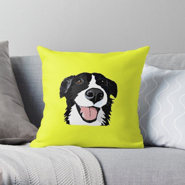 Smiley collie Throw Pillow