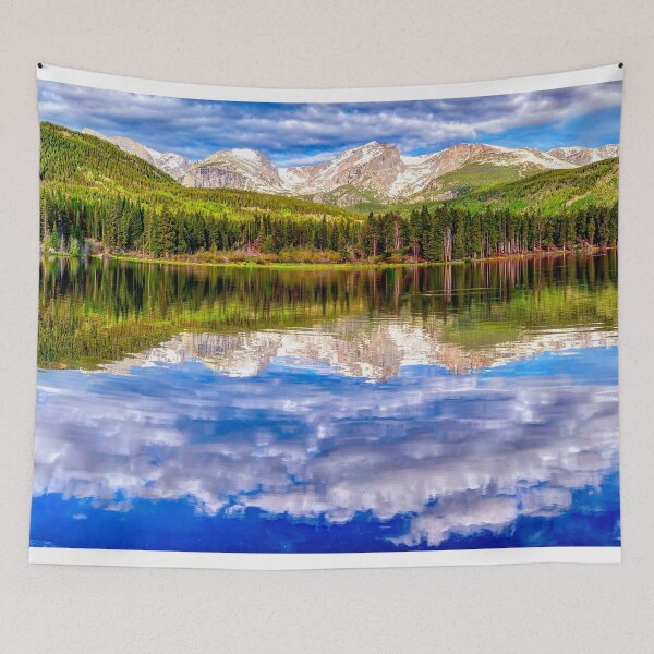 Item preview, Spring Morning Scenic View Of Sprague Lake Against Cloudy Sky designed and sold by Rocky Mountain Artistry.