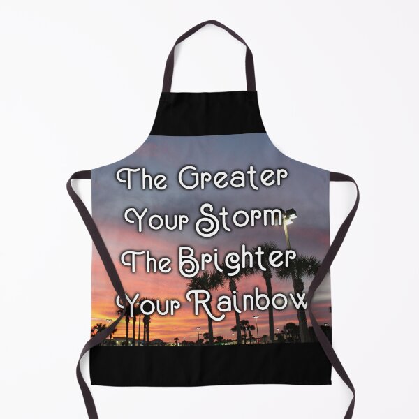 Item preview, The Greater Your Storm, The Brighter Your Rainbow - Inspirational Quote, Colorful Orange Sunset Sky Palm Tree Silhouette Aesthetic Photography designed and sold by Lucidesigns.