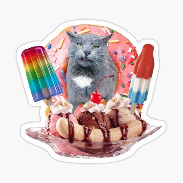 Kitty Cat Donut Banana Popsicle Split Sticker