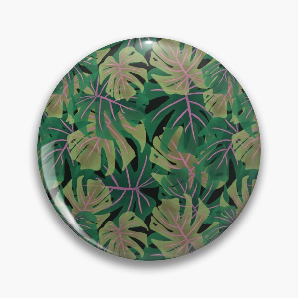Item preview, green tropical leaves on black  designed and sold by katerosestudios.