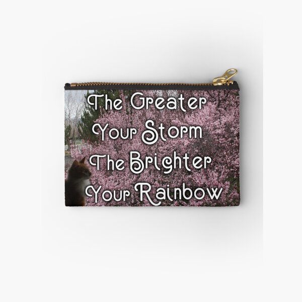 Item preview, The Greater Your Storm, The Brighter Your Rainbow - Inspirational Quote, Colorful Orange Cat Pink Tree Silhouette Aesthetic Photography designed and sold by Lucidesigns.