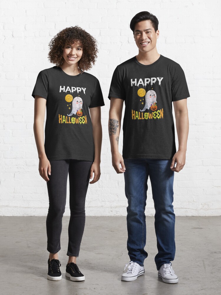 Happy Halloween Print Men's Graphic Design Crew Neck Active T