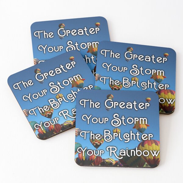 Item preview, The Greater Your Storm, The Brighter Your Rainbow - Inspirational Quote, Colorful Hot Air Balloons Sky Aesthetic Photography designed and sold by Lucidesigns.
