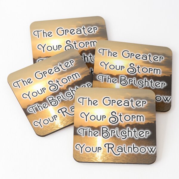 Item preview, The Greater Your Storm, The Brighter Your Rainbow - Inspirational Quote, Orange Sky Aesthetic Photography designed and sold by Lucidesigns.