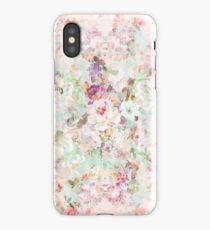 Pink watercolor vintage flowers pattern iPhone Case