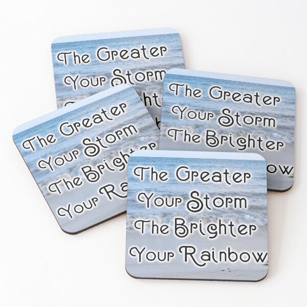 Item preview, The Greater Your Storm The Brighter Your Rainbow, Blue Aqua Ocean Beach Photography, Inspirational Quote designed and sold by Lucidesigns.