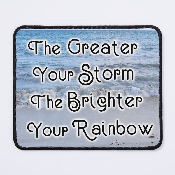 Item preview, The Greater Your Storm The Brighter Your Rainbow, Blue Aqua Ocean Beach Photography, Inspirational Quote designed and sold by Lucidesigns.