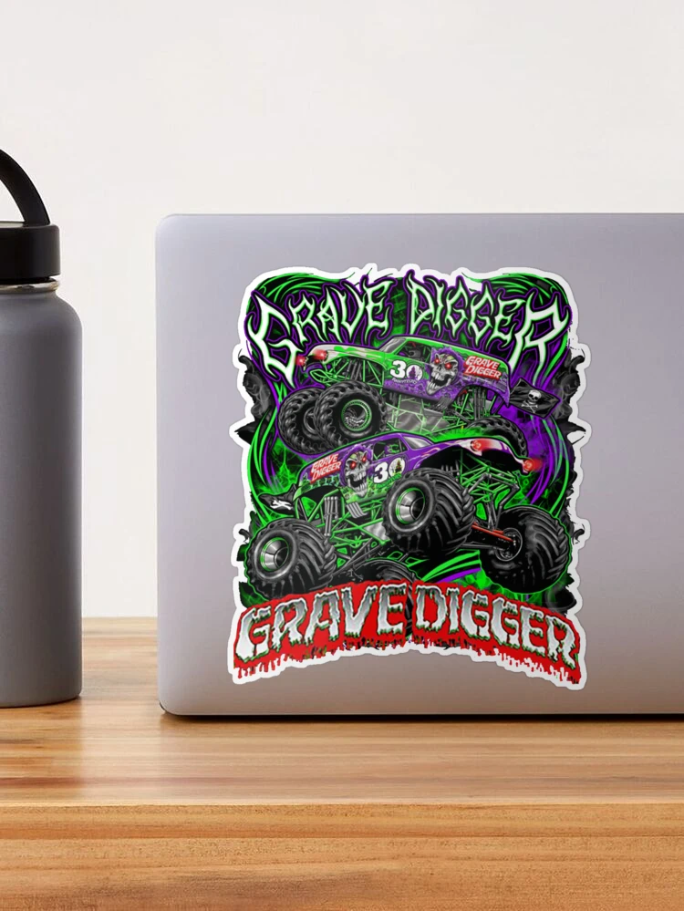 Grave Digger the Monster Jam in Black Water Bottle