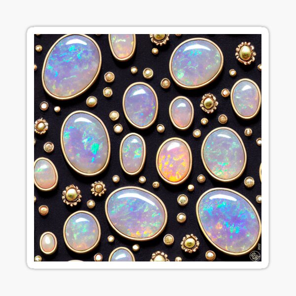 Gold and Cabochon Opal Seamless Pattern Sticker