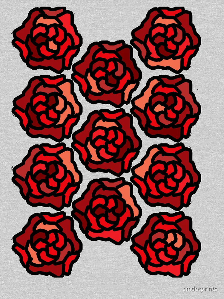 Thumbnail 6 of 6, Pullover Hoodie, Red Roses - Pattern designed and sold by emdotprints.