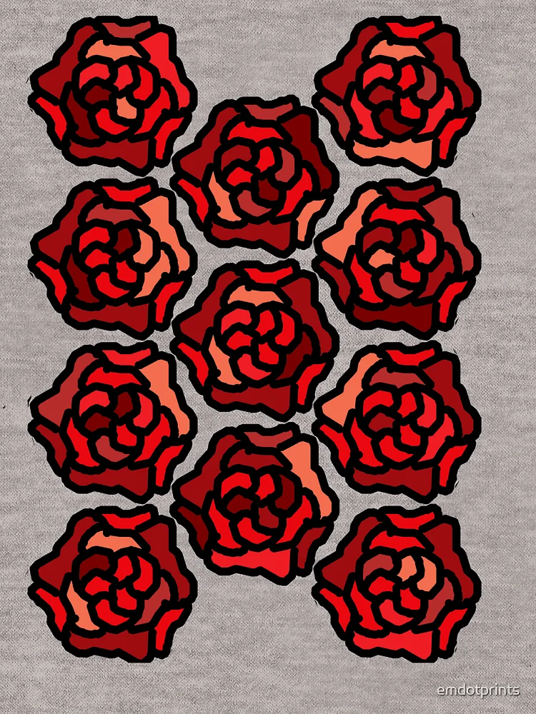 Thumbnail 6 of 6, Zipped Hoodie, Red Roses - Pattern designed and sold by emdotprints.